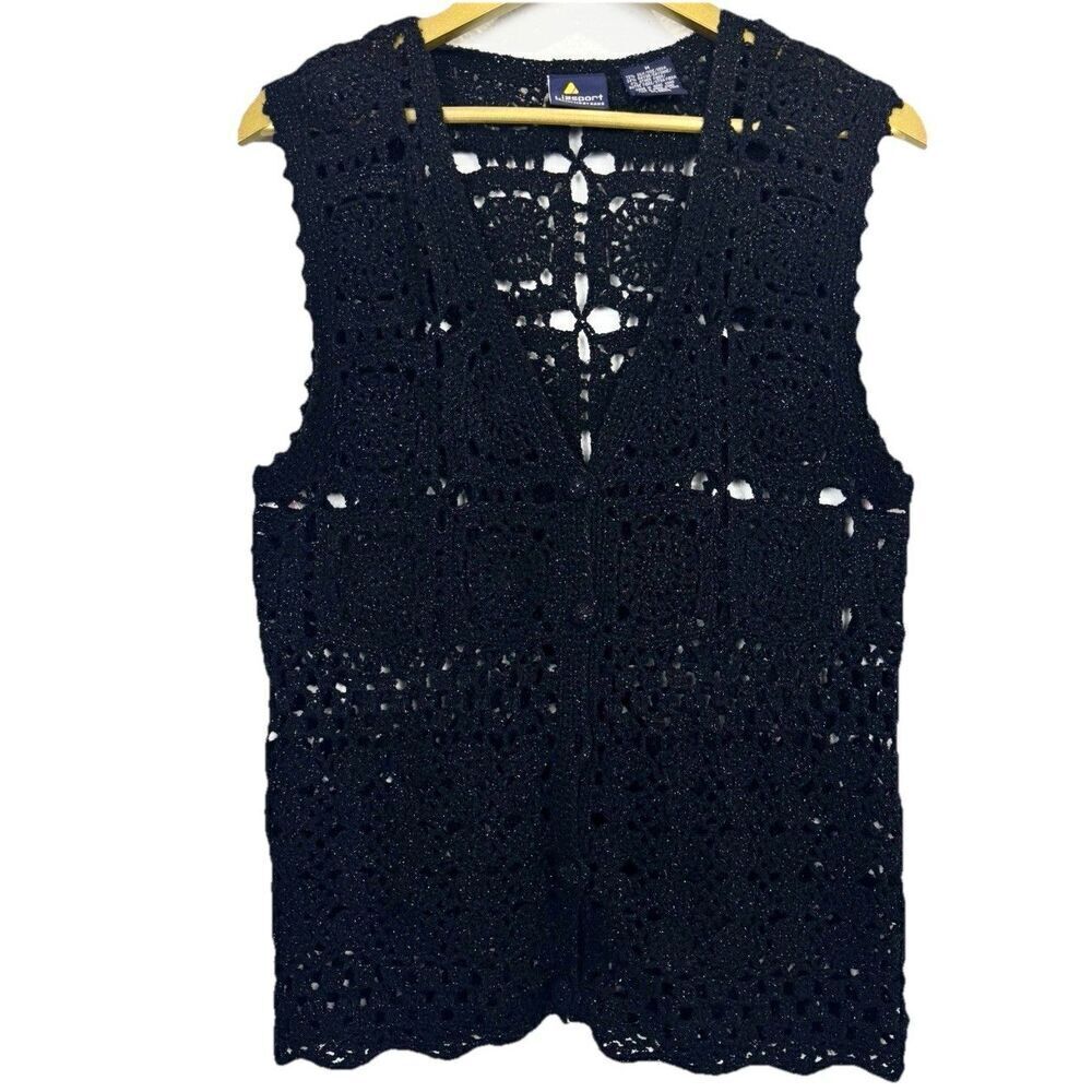 Vintage Silk Crochet Open Knit Cardigan Size M Whimsigoth Fairy Grunge Boho Y2K